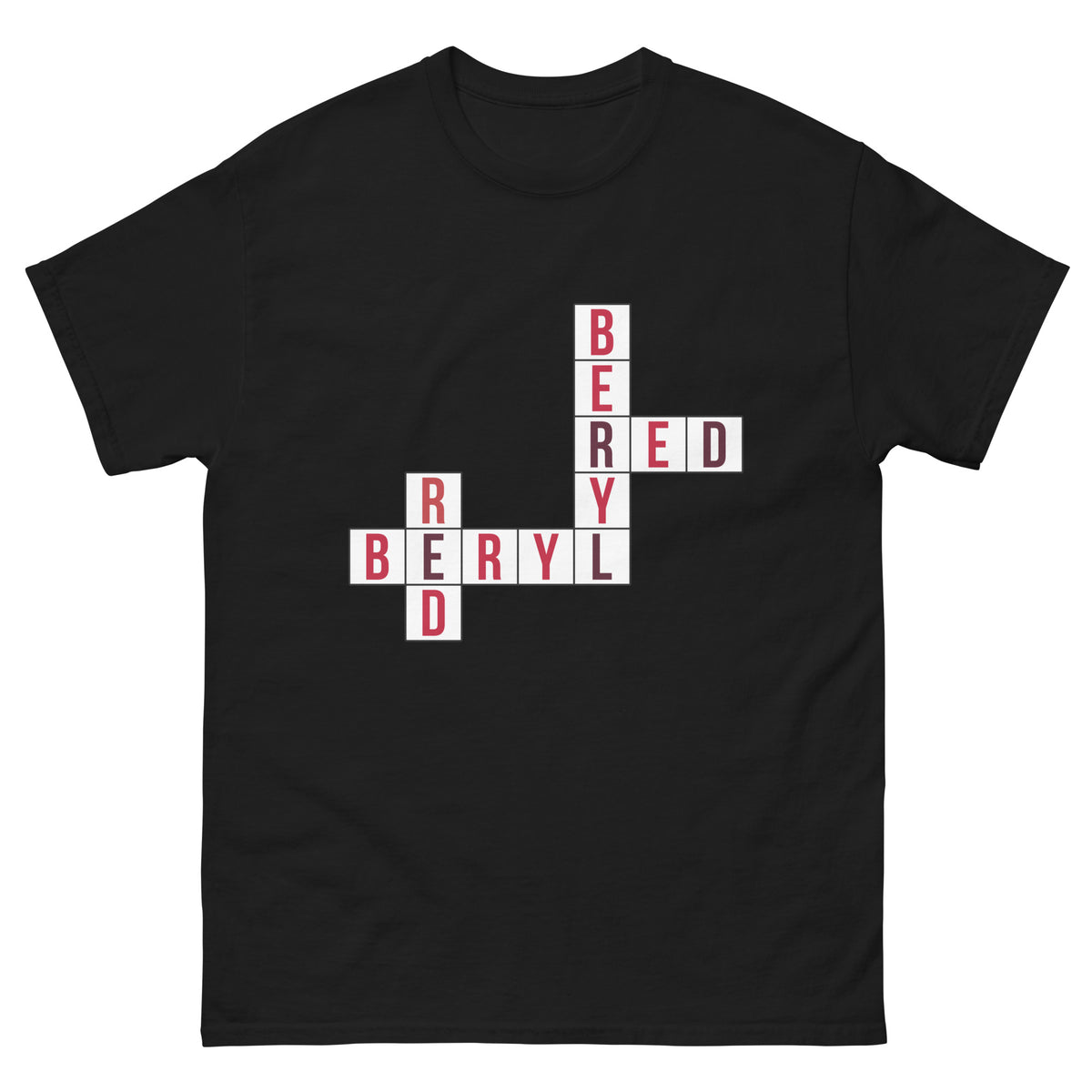 Black Red Beryl Crossword Tee Red Beryl