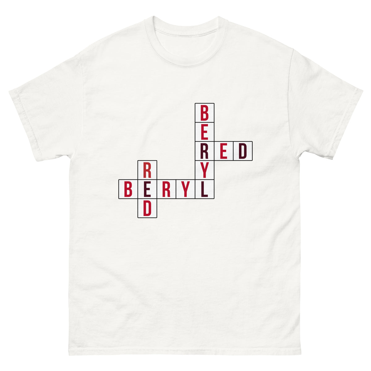 Black Red Beryl Crossword Tee Red Beryl