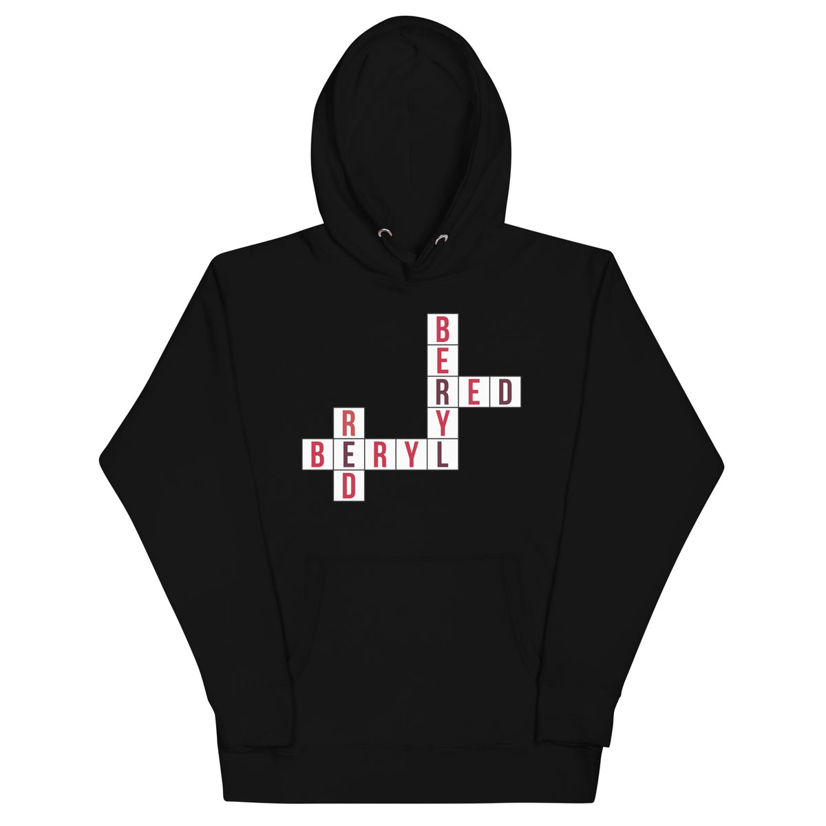 Black Red Beryl Crossword Hoodie Red Beryl