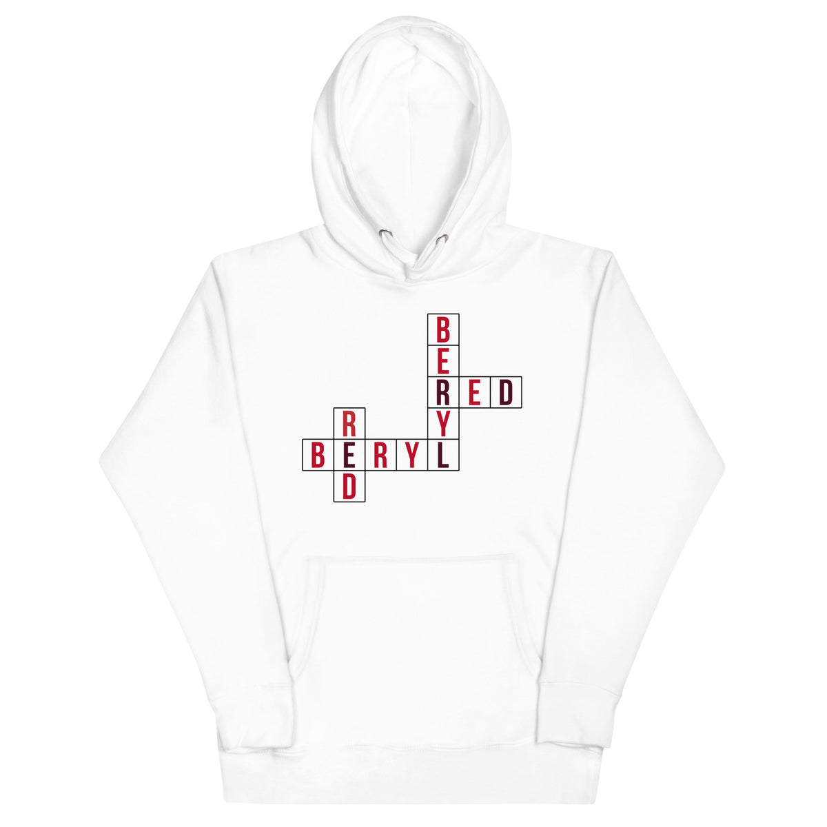 Black Red Beryl Crossword Hoodie Red Beryl